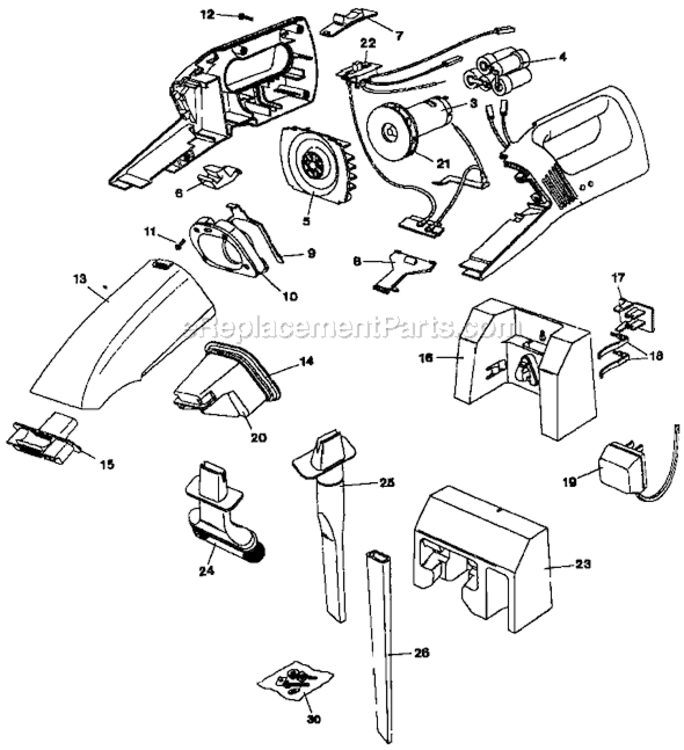 Page A Diagram and Parts List for DB4400 Type 2 Black and Decker Upright Vacuum